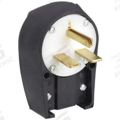 BRYANT Straight Blade Plug: 6-30P, 250V AC, 30 A, 2 Pole, 3 Blade, Black/White (MPN 9630ANPB) - Angled Plugs