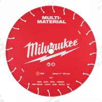 MILWAUKEE Diamond Saw Blade: Masonry/Metal/Plastic/Tile, 14 in Blade Dia., 1 in Arbor Size, Dry (MPN 49-93-9614). Key specifications — attr1097734: Dry; attr1097738: Assortment; attr1097751: MILWAUKEE.