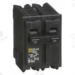 SQUARE D Miniature Circuit Breaker: 20 A, 120/240V AC, Single Phase, 10kA at 120/240V AC, 2 Poles (MPN HOM220). Key specifications — Phase: Single; Amps: 20 A; AC Voltage Rating: 120/240V AC; Max. AIR Rating: 10kA at 120/240V AC; For Use With: Homeline Load Center; Brand: SQUARE D.
