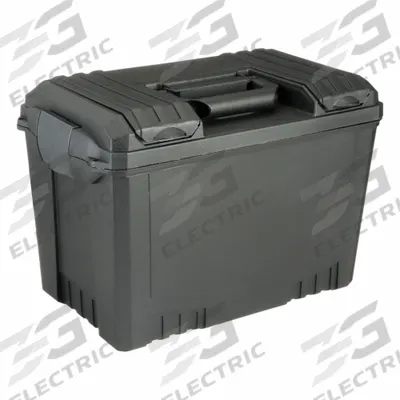 FLAMBEAU Tool Box: 17 1/2 in W 10 1/2 in D 12 1/4 in H, Plastic, Black, Hinged Lid - Plastic Tool Boxes