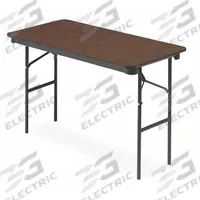 ICEBERG Folding Table: Rectangle Table Shape, Walnut Tabletop, 24 in Dp, 48 in Wd, 29 in, Brown (MPN 55404). Key specifications — attr1035217: Silver; attr1035250: Walnut; attr1035202: ICEBERG.