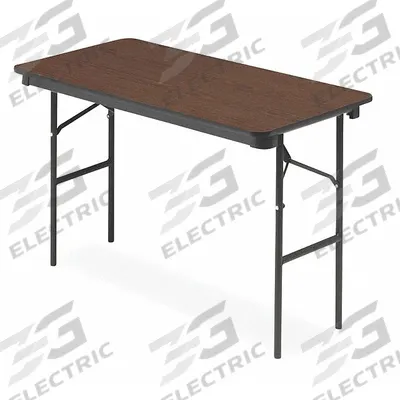 ICEBERG Folding Table: Rectangle Table Shape, Walnut Tabletop, 24 in Dp, 48 in Wd - Standard Folding Tables