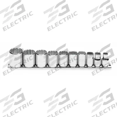 PROTO Socket Set: 3/8 in Drive, 10 Piece, 12-Point, SAE - SAE & Metric Socket Sets