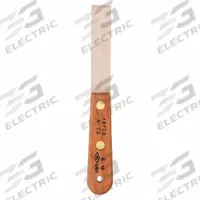 AMPCO Putty Knife: Bld. Mat. Copper Nickel, Hdl. Mat. Wood, Stiff, Straight Bld. Shape (MPN K-15). Key specifications — attr1004902: AMPCO; attr1012057: Half; attr1014703: Wood; attr1017570: Standard End; attr1029655: Straight; attr1034073: Bevel/ Offset.