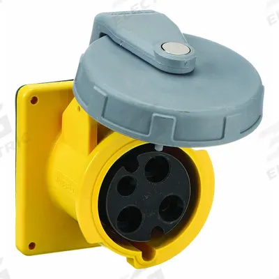 HUBBELL Pin and Sleeve Receptacle: Yellow, 125V AC, Single Phase, 60 A, 2 Pole - Watertight Receptacles