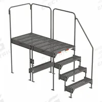 APPROVED VENDOR Work Platform: 3.8 ft Platform Ht - Max, 34.6 in x 77 in, Steel (MPN CW7-45-4-6). Key specifications — Folding: Not Foldable; Mobility: Stationary; Use Location: Indoor; Brand: APPROVED VENDOR; Color: Gray; Exit Direction: Left; Height Adjustability: Adjustable Height; Includes Handrails: Handrails Included.
