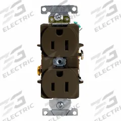 LEVITON Duplex Receptacle Outlet: Duplex, 5-15, Brown, 125V AC, 15 A, 2 Pole / 3 Wire (MPN 5262-S)