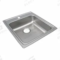JUST MANUFACTURING Bowl Drop-In Sink: 21 in Overall Lg, 19 1/2 in Overall Wd, 5 1/2 in Bowl Dp (MPN SLNADA2119A554-J). Key specifications — Brand: JUST MANUFACTURING; Color Family: Silver/Gray.