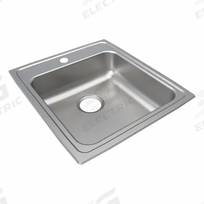 JUST MANUFACTURING Bowl Drop-In Sink: 21 in Overall Lg, 19 1/2 in Overall Wd - One-Bowl Counter-Mounted Kitchen & Bar Sinks without Faucets
