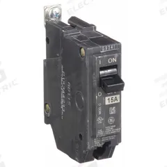 GE Miniature Circuit Breaker: THQB, 15 A, 120/240V AC, Single Phase, 10kA at 120/240V AC, Std (MPN THQB1115). Key specifications — attr195972: 15 A; attr195973: 120/240V AC; attr195974: Single; attr195975: 10kA at 120/240V AC; attr195976: Lighting Panels.