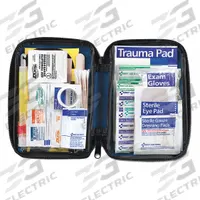 FIRST AID ONLY First Aid Kit and Housing: Vehicle, 30 People Served, 103 Components, Fabric (MPN FAO-532). Key specifications — Adhesive Bandages Included: (42) Bandages; Application: Vehicle; Brand: FIRST AID ONLY; Housing Color: Blue; Housing Material: Fabric; Includes Oral or Inhalant Medication: Medication Included; Mountable: Portable; Oral and Inhalant Medicinals Included: (4) Ibuprofen.