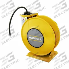 HUBBELL WIRING DEVICE-KELLEMS Extension Cord Reel: Ratchet Lock, 35 ft Cord Lg, 12 AWG, SJO, Yellow (MPN HBLI35124Y). Key specifications — Retractable Cord Ending NEMA Configuration: Bare Wire; Brand: HUBBELL WIRING DEVICE-KELLEMS.