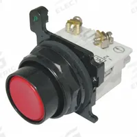 EATON Mushroom Head Push Button: Non-Illuminated, Mushroom Head Profile, Metallic, 30 mm, 1NO/1NC (MPN E34PB2-1X). Key specifications — Brand: EATON; Action: Momentary; Series: E34; Push Button Material Type: Metallic.