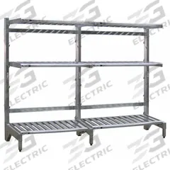 NEW AGE INDUSTRIAL Cantilever Rack: 120 in x 27 in x 72 in, 3 Shelves, 300 lb Shelf Capacity (MPN 99884). Key specifications — Material: Aluminum; Shelf Configuration: Standalone; Brand: NEW AGE INDUSTRIAL.