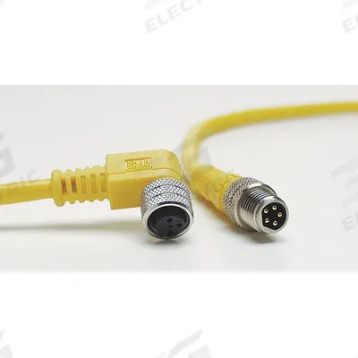 BRAD HARRISON Cordset: M8 Male Straight X Bare Wire, 4 Pins, Yellow, PVC, 2 m Cable Lg - Single-Ended Cordsets with PVC Jacket for Flexing Applications