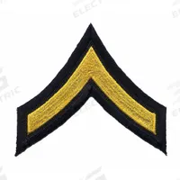 HEROS PRIDE Embroidered Patch: PFC, 3 in, Black/Gray, Polyester/Rayon, Rank Insignia, 1 PR (MPN 5416P). Key specifications — attr188498: 3 in; attr188499: Black; attr188500: Rayon; attr188503: PFC; attr193746: HEROS PRIDE.