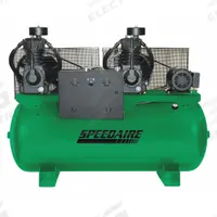SPEEDAIRE Electric Air Compressor: 5 hp, 2 Stage, Horizontal, 120 gal, 33.2 cfm, 175 psi, Base Model (MPN 35WC61). Key specifications — attr48430: SPEEDAIRE; attr48445: 60 Hz; attr48448: Tri-voltage Motor; attr48450: 208-230V AC; attr48474: Three; attr48487: Horizontal.