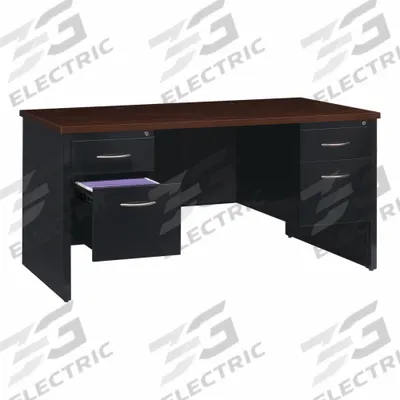HIRSH Desk Pedestal: Melamine Laminate with Particleboard Core, Walnut, 2 Pedestals - Pedestal Desks