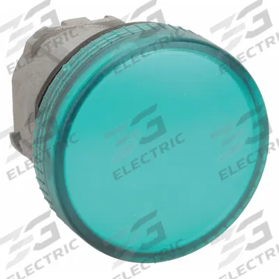 SCHNEIDER Pilot Light Head: 22 mm Panel Mounting Hole Dia, Green, Smooth - Pilot-Light Heads
