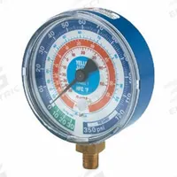 YELLOW JACKET Low Side Gauge: Low Side Gauge, 0 psi to 120 psi, Non-Liquid Filled, 3 1/8 in Dia (MPN 49152). Key specifications — Brand: YELLOW JACKET; Accuracy: ± 1%; Color: Blue; For Refrigerant Type: R-404A.