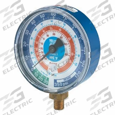 YELLOW JACKET Low Side Gauge: Low Side Gauge, 0 psi to 120 psi, Non-Liquid Filled - Analog Low Side Compound Pressure Gauges