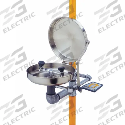 GUARDIAN EQUIPMENT Shower with Eyewash: Floor Mnt, Covered, Stainless Steel Bowl - Floor-Mount Showers with Eyewash