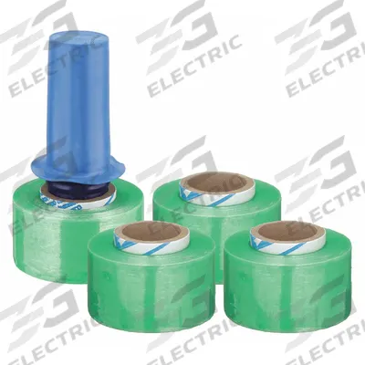 GOODWRAPPERS Stretch Wrap Film: 60 ga Gauge, 2 in Overall Wd, 1,000 ft Overall Lg, Light Green - Handle with Brake Stretch Wrap