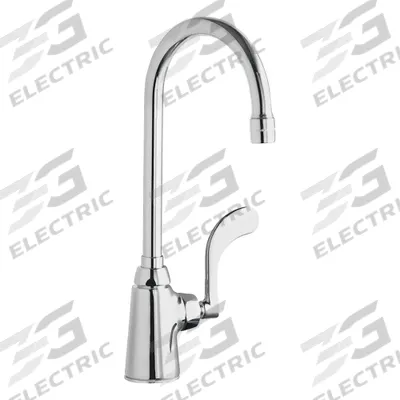 CHICAGO FAUCETS Gooseneck Kitchen Faucet: 350, Cast Brass, Single-Post, Deck, 1 Mounting Holes - Single-Post Kitchen Faucets