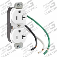 LEVITON Plugs and Receptacles: Duplex, 5-20, White, 125V AC, 20 A, 2 Pole / 3 Wire (MPN 5340-4W)