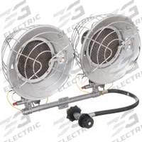 DAYTON Portable Gas Tank-Top Heater: 30,000 BtuH Heating Capacity Output, 500 sq ft Heating Area (MPN 5RCC1). Key specifications — Overall Dimensions - H x W x D: 15-1/2 in x 17-1/4 in x 6-1/2 in; Brand: DAYTON.