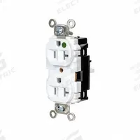 HUBBELL Receptacle: Hospital Grade, Duplex, 5-20R, White, 125V AC, 20 A, 2 Pole / 3 Wire (MPN HBL8300STW)