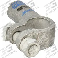 FUSION Battery Terminal: Right Elbow, Solder, 1/0 ga, Black Color, Positive, Copper/Tin (MPN 416310P). Key specifications — Contact Material: Tin; Alignment: Right Elbow; Color Code: Black; Connection Type: Solder; Gauge: 1/0 ga; Polarity: Positive; Brand: FUSION.