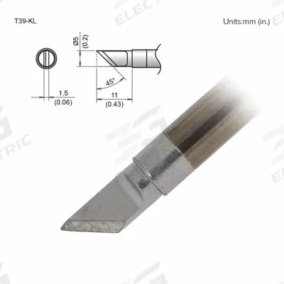 HAKKO Soldering Tip: T39 Series, Knife, 5 mm W - T39 Series Soldering Tips