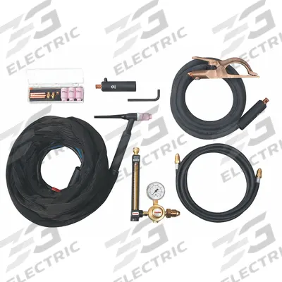 MILLER ELECTRIC Torch Kit: Water-Cooled, W-400, 25 ft, Braided Rubber, 3-Piece - Water-Cooled TIG Torch Kits