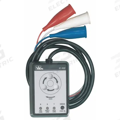IDEAL Phase Sequence Tester: 60 Hz, 120 V to 600 V, CAT III 600V, For Three Phase - Phase Rotation Meters & Indicators