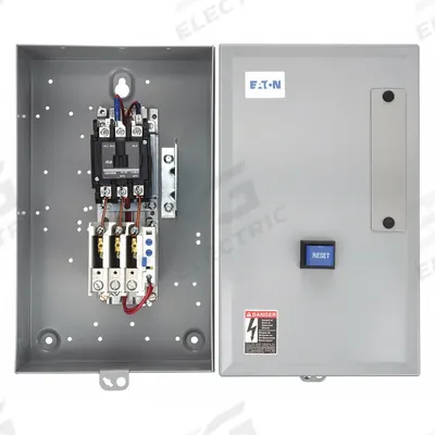EATON Definite Purpose Magnetic Motor Starter: Non-Reversing, 3 Poles, 50 A, 120V AC Coil - Enclosed Non-Reversing Starters with Thermal Overloads