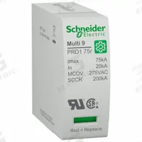 SCHNEIDER ELECTRIC Surge Arrester Cartridge: 240 V, 20 kA Nominal Discharge Current (MPN M9LC275). Key specifications — Max. Continuing Operating Voltage: 240 V; For Use With: PRD175r Surge Protection Device; Brand: SCHNEIDER.