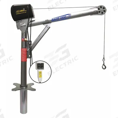 OZ LIFTING PRODUCTS Davit Crane Kit: Steel, Electric, 1,000 lb Max. Load Capacity - Steel Davit Crane Kits with Bases