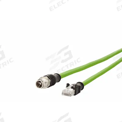 METZ CONNECT Cable: Cat7, M12 Plug Male Straight x RJ45 Male Straight, 10 m Lg, PUR - M12 Connector to RJ45 Connector Cordsets