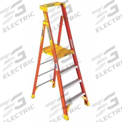 WERNER Podium Stepladder: 6 ft Ladder Size, Fiberglass, 300 lb Load Capacity - General Purpose Podium Stepladders