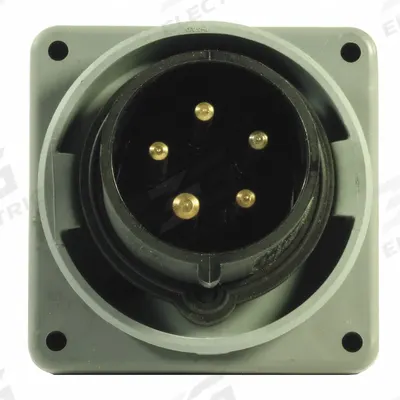 HUBBELL Pin and Sleeve Inlet: Black, 347/600V AC, Three Phase, 20 A, 4 Pole, 5 Wire - Watertight Inlets