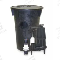 ZOELLER Sewage Ejector System: 33 gal, 2/5 hp, 120V AC, 53 gpm Flow Rate @ 10' of Head, Base Model (MPN 912-0121). Key specifications — Rated Voltage: 120V AC; Discharge Location: Top; Brand: ZOELLER; Switch: Integral Vertical Float.