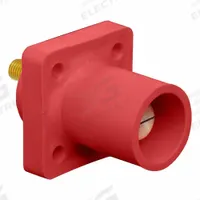 Single Pole Receptacle: Red, Straight Taper Nose Mating, Threaded Stud Termination, 600V AC/600V DC (MPN 16R23-UR). Key specifications — Series: 16; Receptacle Gender: Male; Brand: LEVITON.
