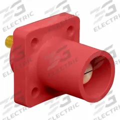Single Pole Receptacle: Red, Straight Taper Nose Mating, Threaded Stud Termination, 600V AC/600V DC (MPN 16R23-UR). Key specifications — Series: 16; Receptacle Gender: Male; Brand: LEVITON.