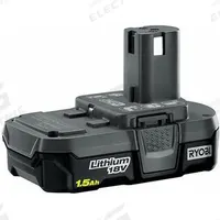 RYOBI Battery: 1.5 Ah, Battery Included, 18V DC (MPN PBP002). Key specifications — attr1278107: Not Oil-Resistant.