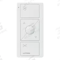 LUTRON Wireless Fan Remote Control: 3 Buttons, Battery, Caseta, White, PJ2-3BRL-GWH-F01. Key specifications — attr992926: LUTRON; attr992898: Caseta; attr992903: Yes; attr992919: Battery.