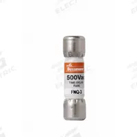 BUSSMANN Fuse: FNQ Series, Midget, Time-Delay, 3 A, 500 V AC, 13/32 in x 1 1/2 in, Non-Indicating (MPN FNQ-3). Key specifications — Series: FNQ; Brand: BUSSMANN.