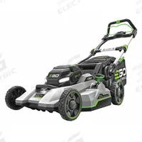 EGO Battery-Powered Lawn Mower: Self-Propelled, 21 in Cutting Wd, Bag/Mulch/Side Discharge Location (MPN LM2130SP). Key specifications — Run Time: 60 min; Battery Platform: 56V ARC Lithium™; Deck Material: Polycarbonate; Brand: EGO; Speed Settings: Variable; Power Source: Battery-Powered.