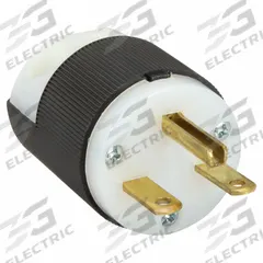 HUBBELL Straight Blade Plug: 6-15P, 250V AC, 15 A, 2 Pole, 3 Blade, Black/White (MPN HBL5666C)
