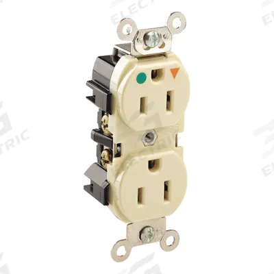 LEVITON Receptacle: Hospital Grade Fed. Spec., Duplex, 5-15R, Ivory, 125V AC, 15 A - General Purpose Receptacles